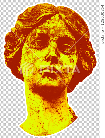 halftone statue of a Roman woman cut out sticker halftone statue of a Roman woman cut out sticker 128630854