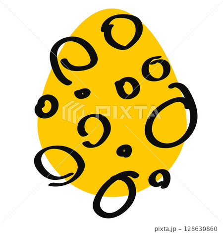 Abstract decorated cute cartoon Easter egg with waves Abstract decorated cute cartoon Easter egg with waves 128630860