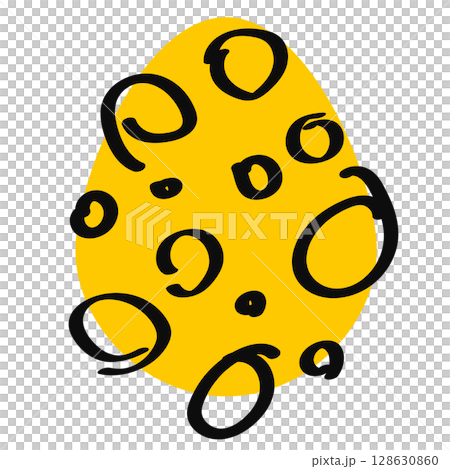 Abstract decorated cute cartoon Easter egg with waves Abstract decorated cute cartoon Easter egg with waves 128630860