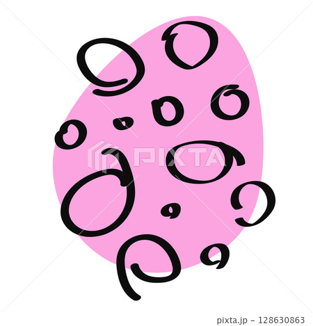 Abstract decorated cute cartoon Easter egg with waves Abstract decorated cute cartoon Easter egg with waves 128630863