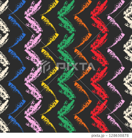 black ethnical geometrical seamless pattern with colorful triangles black ethnical geometrical seamless pattern with colorful triangles 128630878