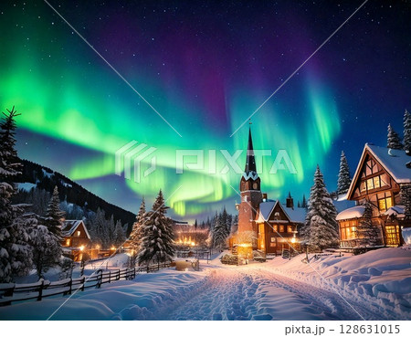 オーロラ　雪の町 128631015