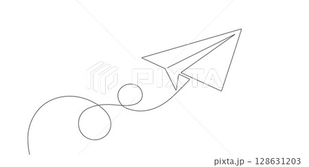 Paper airplane is flying.Business concept.One line drawing.Vector illustration . Paper airplane is flying.Business concept.One line drawing.Vector illustration . 128631203