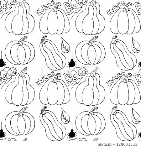 Halloween Monochrome pattern in hand draw style Halloween Monochrome pattern in hand draw style 128631318