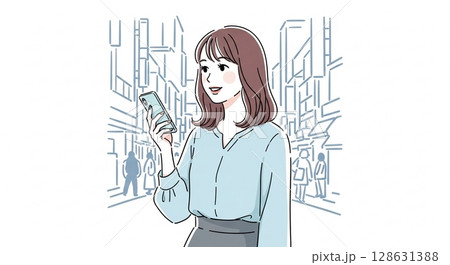 スマホで電話する女性 スマホで電話する女性 128631388
