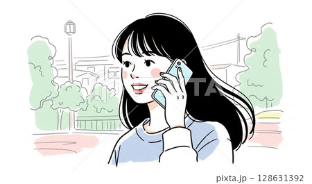 スマホで電話する女性 128631392