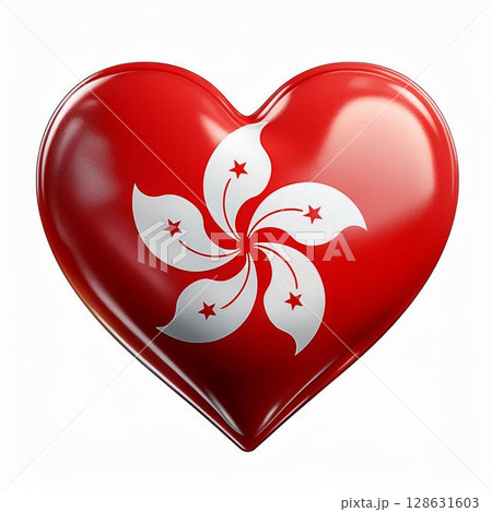 香港の旗のハート 128631603