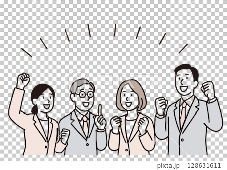 Illustration of business people sharing joy as a team 128631611