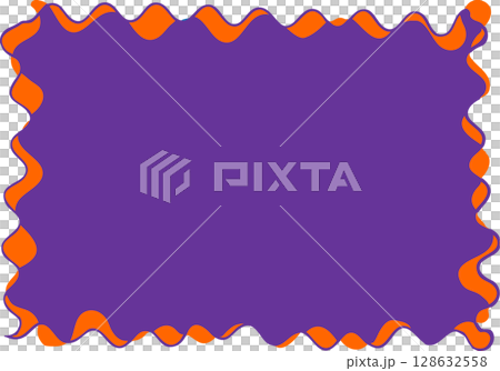 Halloween Frame 8: Orange wave frame on purple background 128632558