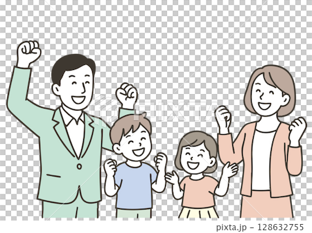 Illustration of a happy family posing in a fist 128632755