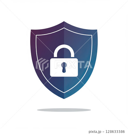 Shield padlock icon, data security concept, privacy 128633386