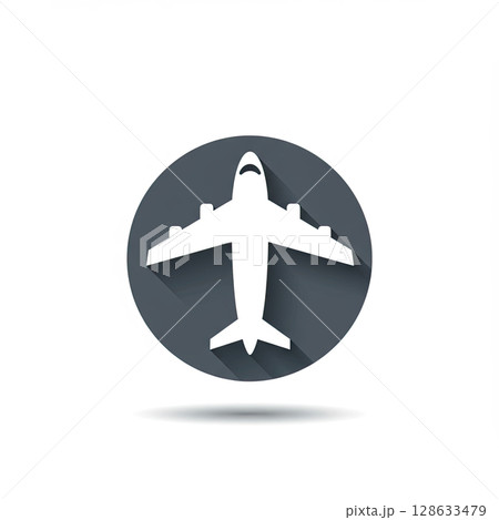 Airplane Icon in Circle, Travel Vector Airplane Icon in Circle, Travel Vector 128633479