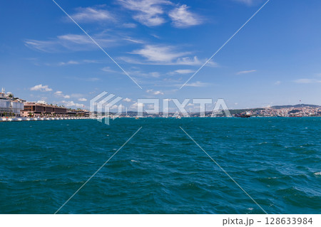Beautiful Istanbul cityscape view from cruise sailing to Bosphorus,Turkey 128633984