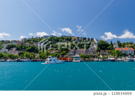 Beautiful Istanbul cityscape view from cruise sailing to Bosphorus,Turkey 128634009
