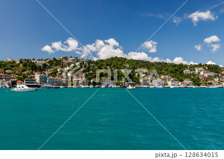 Beautiful Istanbul cityscape view from cruise sailing to Bosphorus,Turkey 128634015