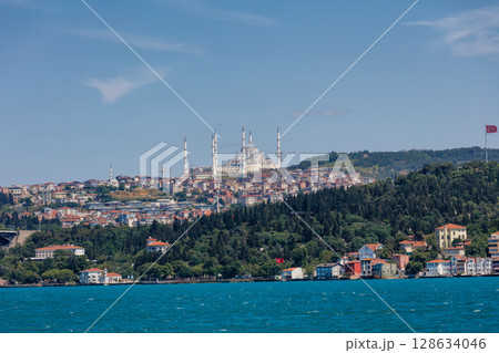 Beautiful Istanbul cityscape view from cruise sailing to Bosphorus,Turkey 128634046