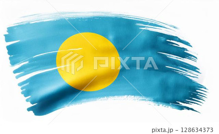 水彩画のパラオの国旗 128634373