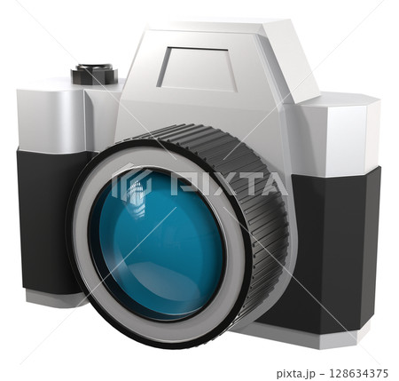 立体的な一眼レフ風カメラのイラスト素材 128634375