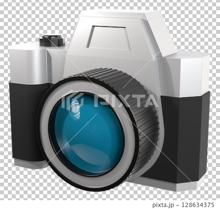 立体的な一眼レフ風カメラのイラスト素材 128634375