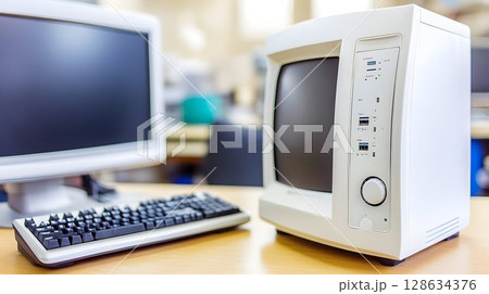 Medical equipment and computer on desk in clinical setting Medical equipment and computer on desk in clinical setting 128634376