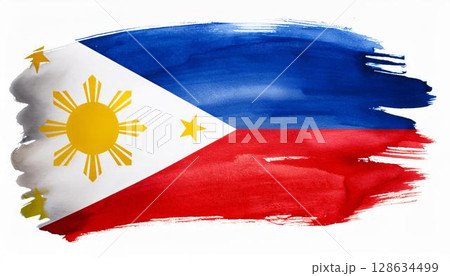 水彩画のフィリピンの国旗 128634499
