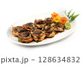 Japanese grilled Scallops with teriyaki sauce 128634832
