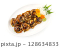 Japanese grilled Scallops with teriyaki sauce 128634833