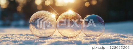 Frozen Bubbles Winter Sunrise Sparkling Snow Scene Nature Photography ice cold blue light image Frozen Bubbles Winter Sunrise Sparkling Snow Scene Nature Photography ice cold blue light image 128635203