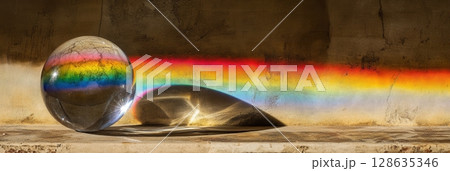 Crystal Ball Rainbow Reflection Abstract Photography Light art hue wall life tone glass image still 128635346