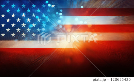 glowing USA flag themed gradient in bokeh style creates dreamy effect 128635420
