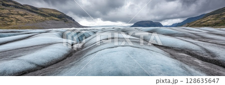 Stunning Glacier Landscape Dramatic Mountains Ice Texture Cold Winter Scene Nature Photography 128635647