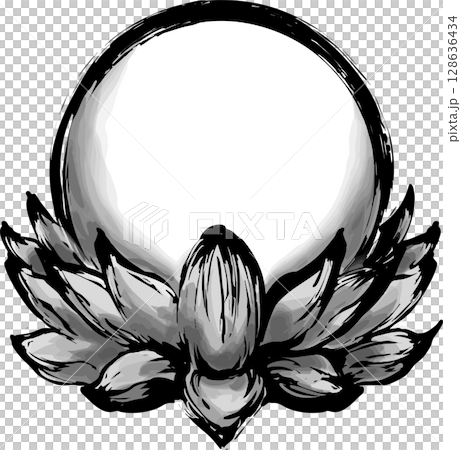 蓮の花と円 128636434