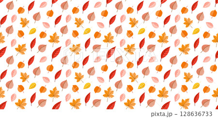 A Beautiful Autumn Leaves Pattern on a Crisp White Background, Ideal for Various Creations 128636733