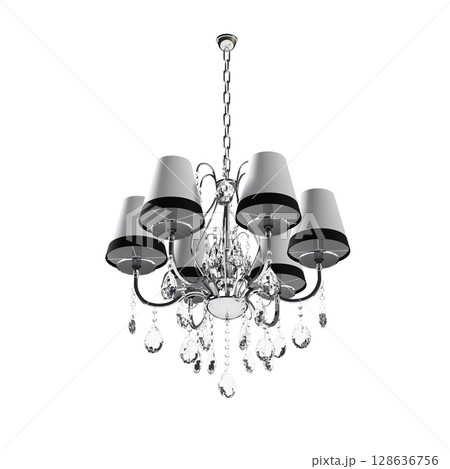 crystal chandelier for the interior isolated on transparent background, home lighting, 3D illustration, cg render crystal chandelier for the interior isolated on transparent background, home lighting, 3D illustration, cg render 128636756