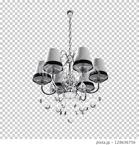 crystal chandelier for the interior isolated on transparent background, home lighting, 3D illustration, cg render crystal chandelier for the interior isolated on transparent background, home lighting, 3D illustration, cg render 128636756