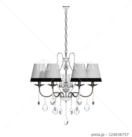 crystal chandelier for the interior isolated on transparent background, home lighting, 3D illustration, cg render crystal chandelier for the interior isolated on transparent background, home lighting, 3D illustration, cg render 128636757