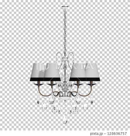 crystal chandelier for the interior isolated on transparent background, home lighting, 3D illustration, cg render crystal chandelier for the interior isolated on transparent background, home lighting, 3D illustration, cg render 128636757