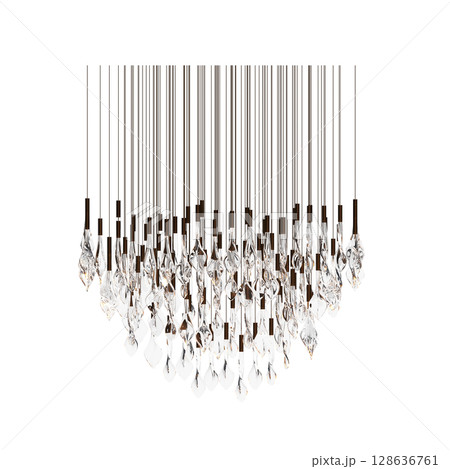 crystal chandelier for the interior isolated on transparent background, home lighting, 3D illustration, cg render crystal chandelier for the interior isolated on transparent background, home lighting, 3D illustration, cg render 128636761