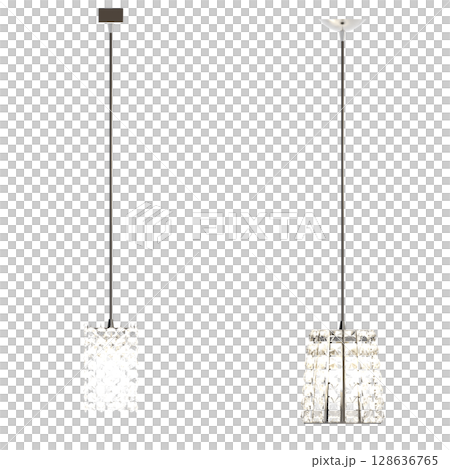 crystal chandelier for the interior isolated on transparent background, home lighting, 3D illustration, cg render 128636765