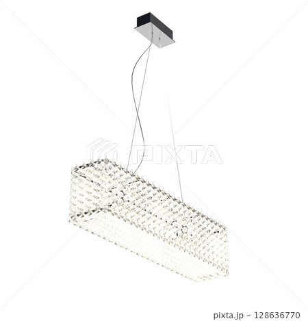 crystal chandelier for the interior isolated on transparent background, home lighting, 3D illustration, cg render 128636770