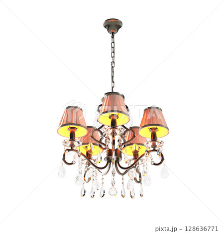 crystal chandelier for the interior isolated on transparent background, home lighting, 3D illustration, cg render crystal chandelier for the interior isolated on transparent background, home lighting, 3D illustration, cg render 128636771