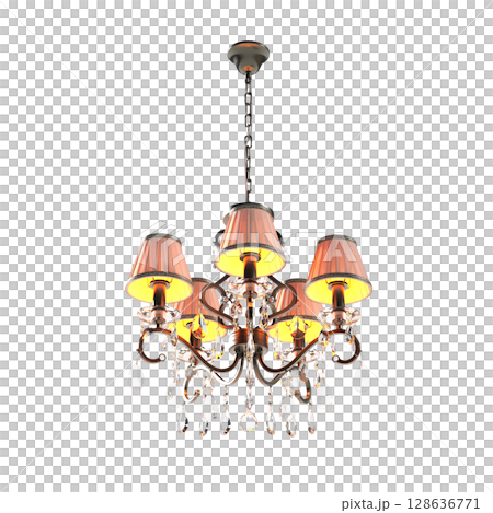 crystal chandelier for the interior isolated on transparent background, home lighting, 3D illustration, cg render crystal chandelier for the interior isolated on transparent background, home lighting, 3D illustration, cg render 128636771