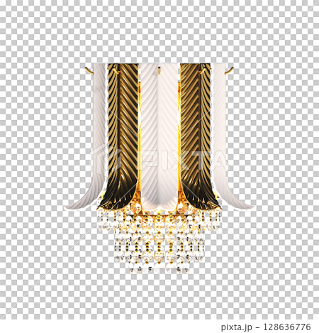 crystal chandelier for the interior isolated on transparent background, home lighting, 3D illustration, cg render 128636776