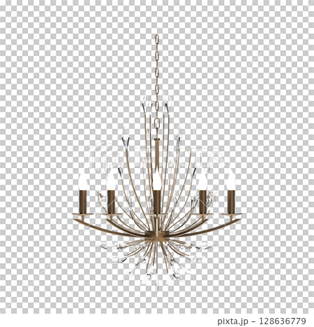 crystal chandelier for the interior isolated on transparent background, home lighting, 3D illustration, cg render 128636779