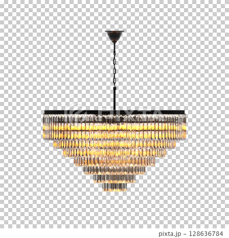 crystal chandelier for the interior isolated on transparent background, home lighting, 3D illustration, cg render 128636784