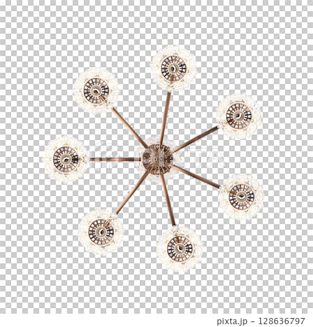 crystal chandelier for the interior isolated on transparent background, home lighting, 3D illustration, cg render 128636797