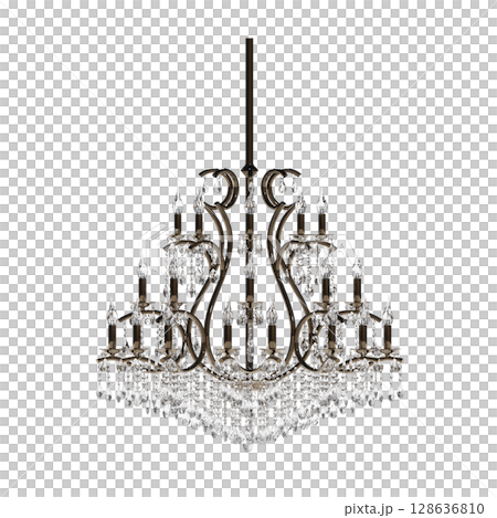crystal chandelier for the interior isolated on transparent background, home lighting, 3D illustration, cg render crystal chandelier for the interior isolated on transparent background, home lighting, 3D illustration, cg render 128636810