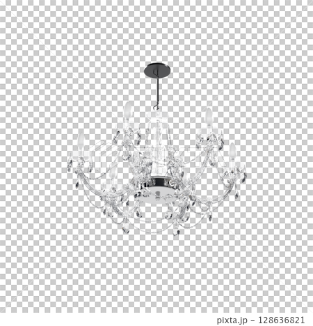 crystal chandelier for the interior isolated on transparent background, home lighting, 3D illustration, cg render crystal chandelier for the interior isolated on transparent background, home lighting, 3D illustration, cg render 128636821