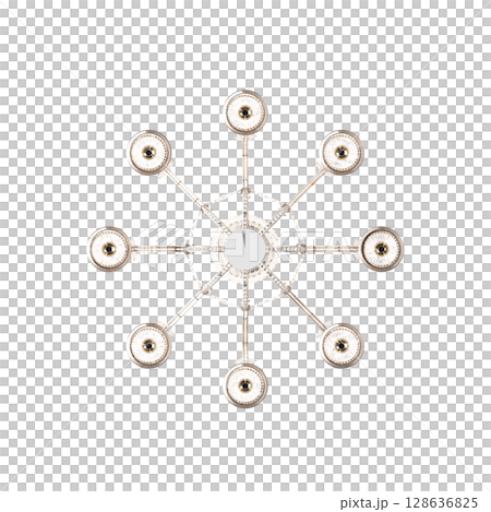 crystal chandelier for the interior isolated on transparent background, home lighting, 3D illustration, cg render 128636825