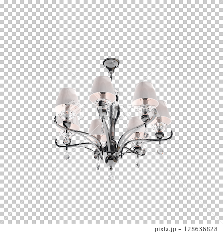crystal chandelier for the interior isolated on transparent background, home lighting, 3D illustration, cg render crystal chandelier for the interior isolated on transparent background, home lighting, 3D illustration, cg render 128636828